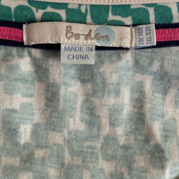 Boden Green & White Sleeveless Dress Size 10 Round Neck Knee Length w/ Pockets - Picture 5 of 10